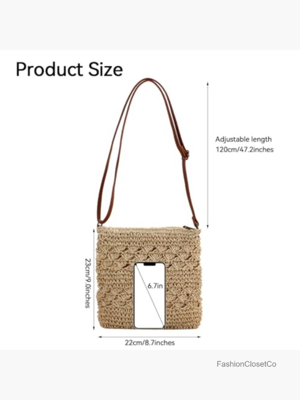 Small Straw Crossbody Bag for Women Summer Beach Shoulder Purse - Picture 5 of 6